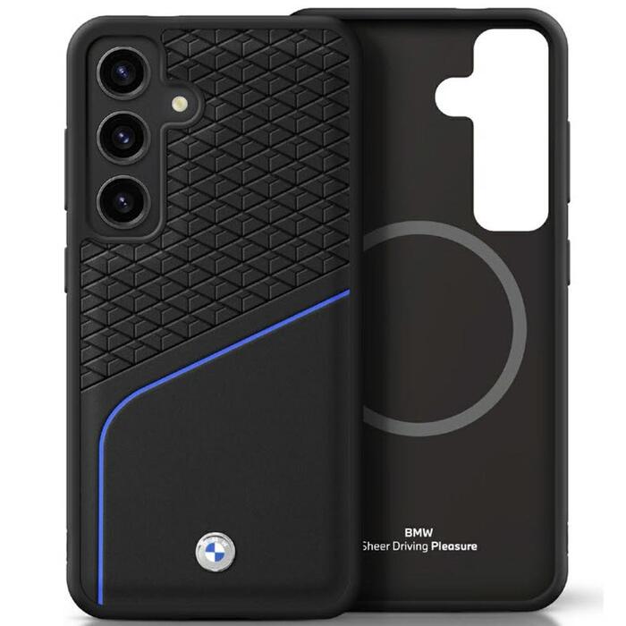 BMW Leather Textured and Smooth MagSafe Чехол для Samsung Galaxy S25 (BMHMS25S23RDCLK)