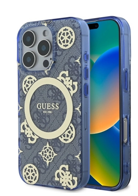 Guess IML Peony On 4G Background MagSafe Защитный Чехол для Apple iPhone 16 Pro (GUHMP16LH4PYEEB)