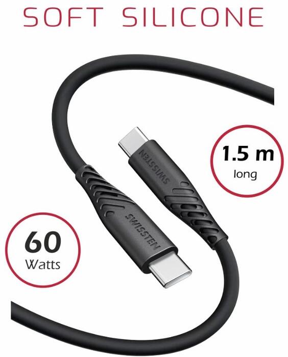 Swissten Soft Silicone 60W Kabelis USB-C