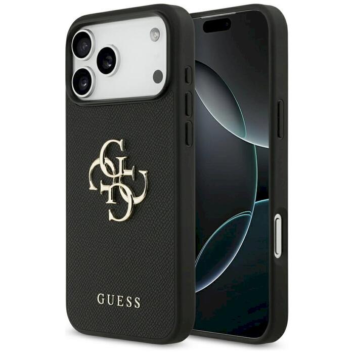Guess Grained Big 4G & Classic Logo case Защитный чехол для iPhone 17 Pro Max / чёрный (GUHCP17XPGT4MBK)