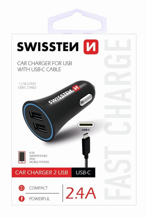Swissten Auto Lādētājs 12 / 24V