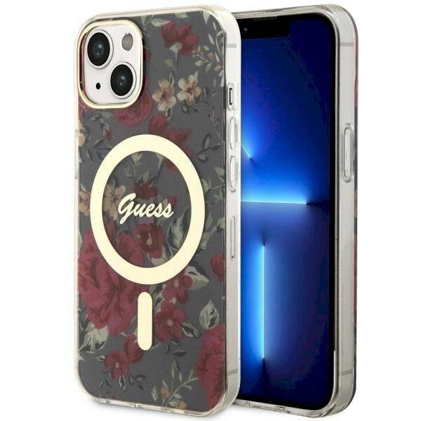 Guess GUHMP14SHCFWSA Hardcase Flower MagSafe Защитный чехол для iPhone 14 / 15 / 13 6.1" / хаки (GUHMP14SHCFWSA)