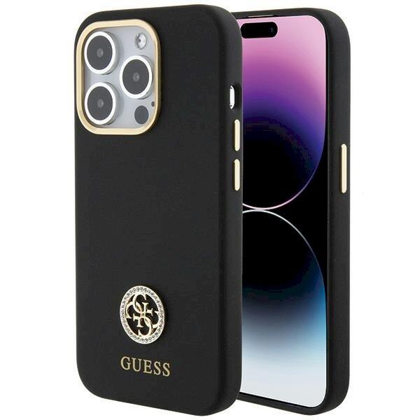 Guess GUHCP15XM4DGPK Silicone Logo Strass 4G Защитный чехол для iPhone 15 Pro Max 6.7" / чёрный (GUHCP15XM4DGPK)