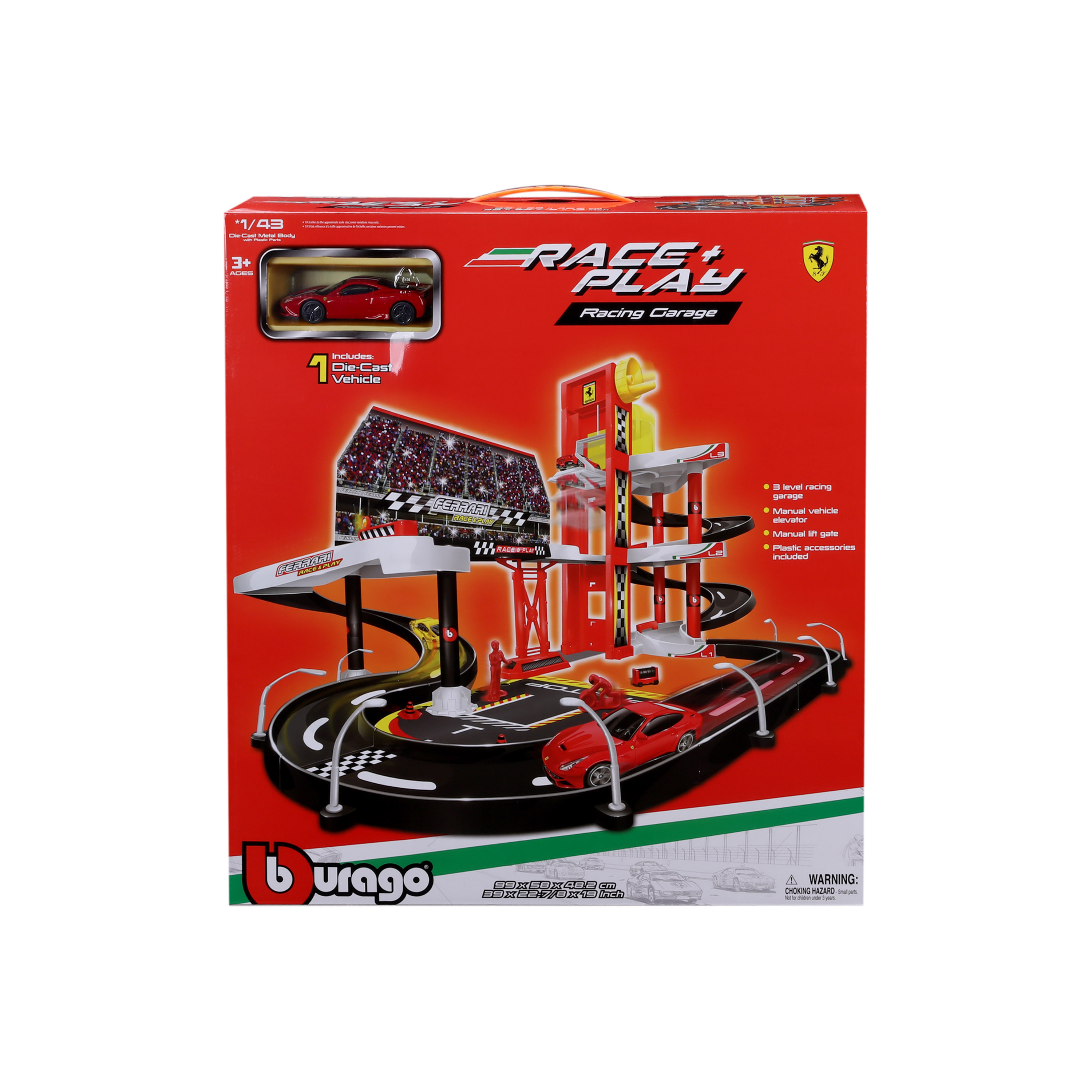 BBURAGO Ferrari Race + Play sacīkšu garāža, 18-30197