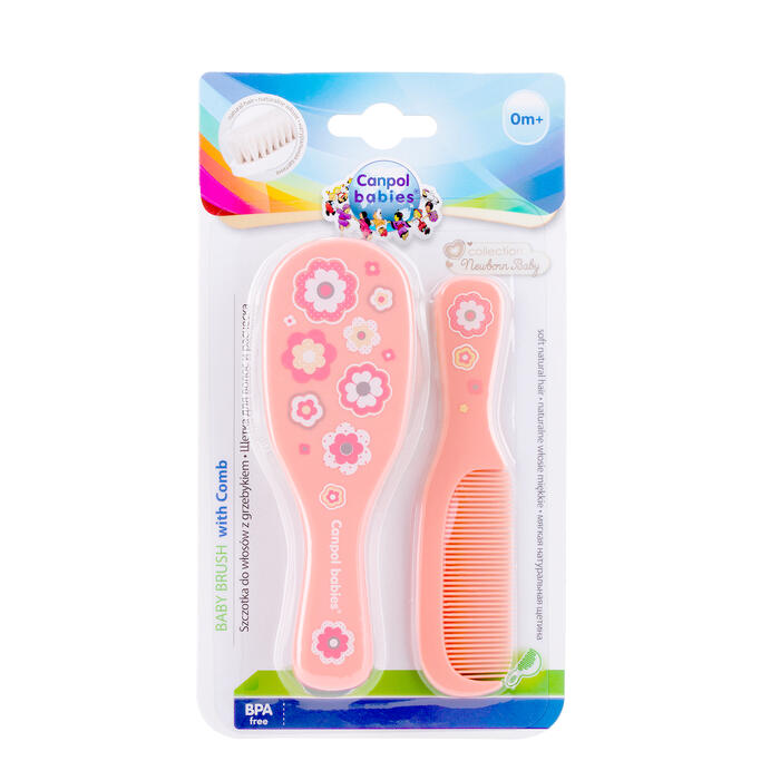 CANPOL BABIES mīksta suka ar dabīgiem sariem un ķemme GOLD, pink, 7/406_pin2