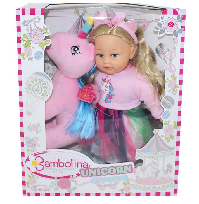 BAMBOLINA lelle ar plīša vienradzi Unicorn