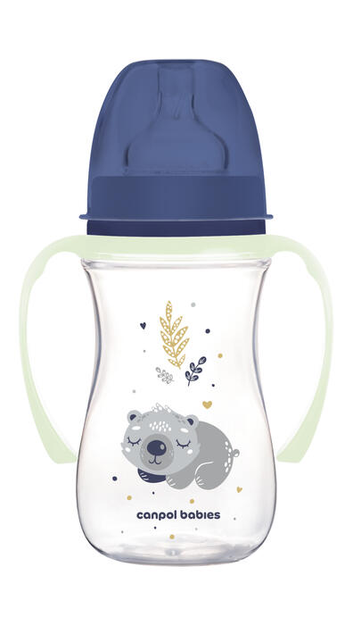 CANPOL BABIES Pretkoliku pudelīte EasyStart, 240ml, Sleepy Koala, 35/237_blu