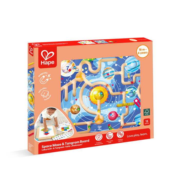 HAPE 2-in-1 kosmosa labirints un tangramu