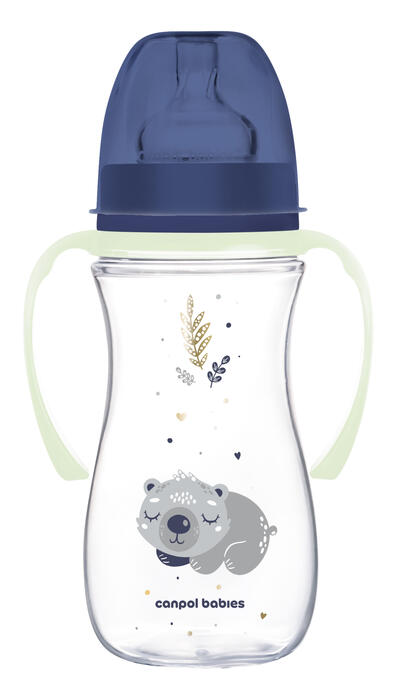 CANPOL BABIES Pretkoliku pudelīte EasyStart, 300ml, Sleepy Koala, 35/238_blu