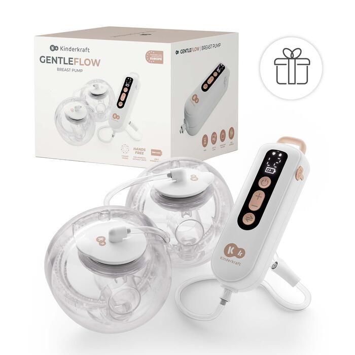 KINDERKRAFT pārnēsājamais dubultais elektriskais krūts sūknis GENTLEFLOW, golden, KEGEFL00GLD0000