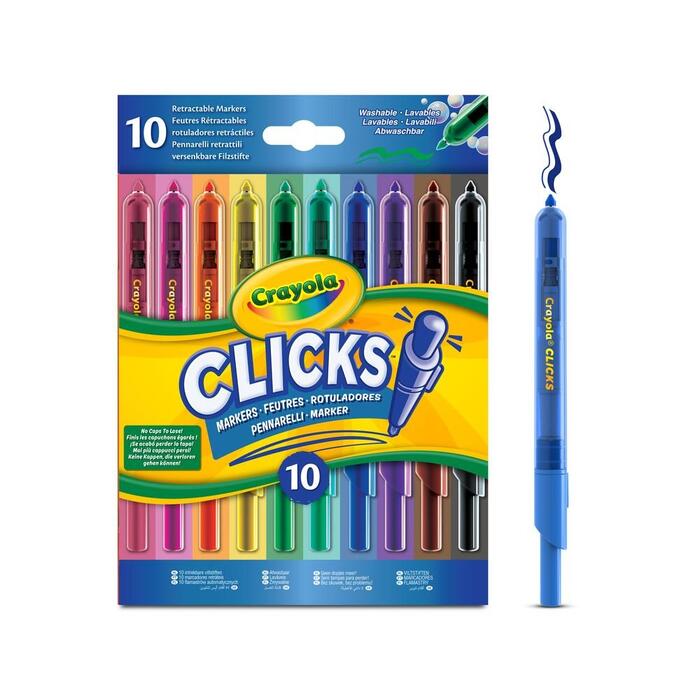 CRAYOLA flomāsteri Clicks Retractable, 10 gab
