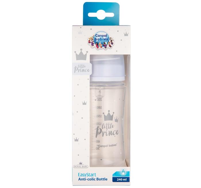 Canpol babies plata kakla antikoliku pudelīte Anti-colic  240ml PP Easy Start ROYAL BABY 35/234_blu