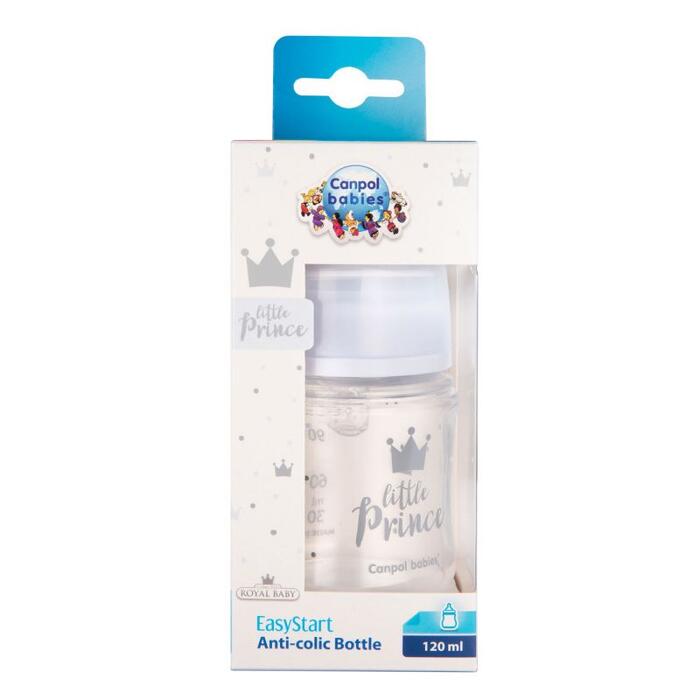 Canpol babies plata kakla antikoliku pudelīte Anti-colic  120ml PP Easy Start ROYAL BABY 35/233_blu