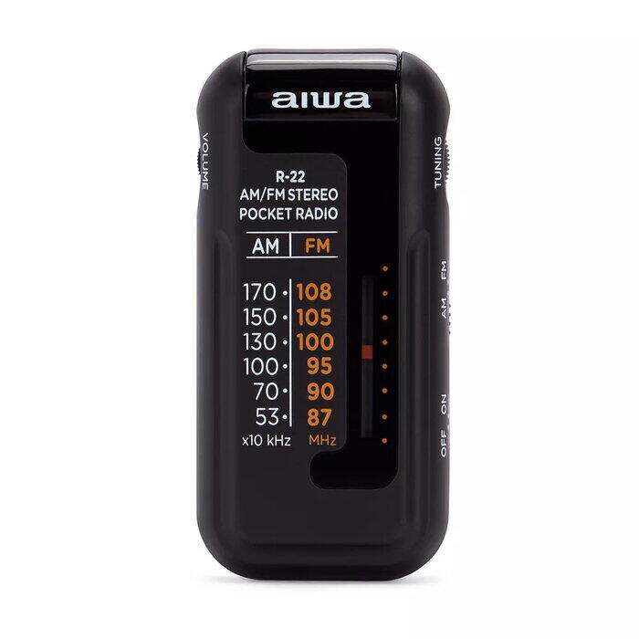 AIWA kabatas radio ar austiņām, melns (R-22BK)