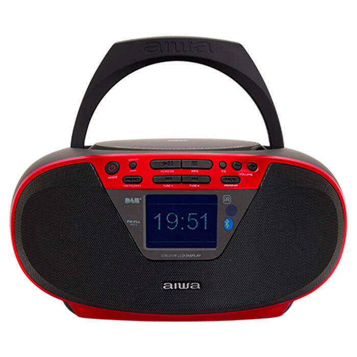 AIWA boombox sistēma ar bluetooth un TFT-LCD displeju, sarkans (BBTU-500DAB/RD)