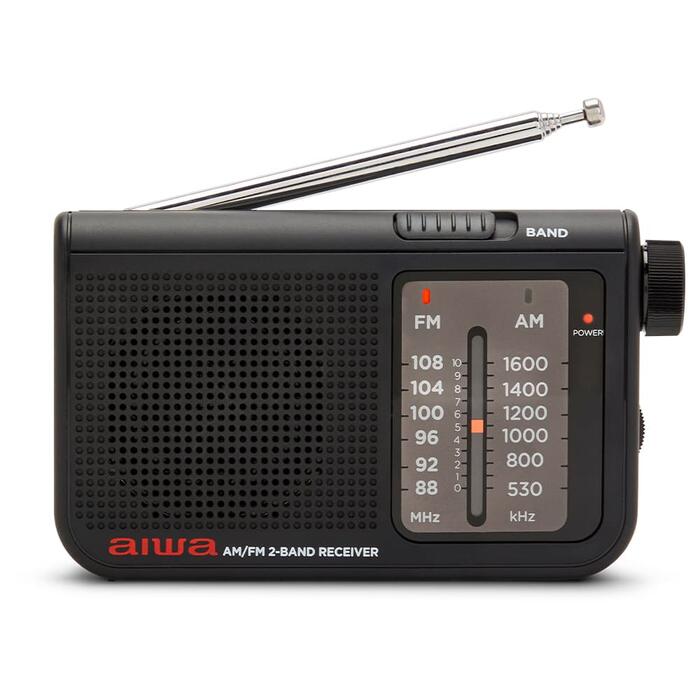 AIWA pārnēsājams analogais kabatas radio uztvērējs, AM/FM, melns (RS-55/BK)
