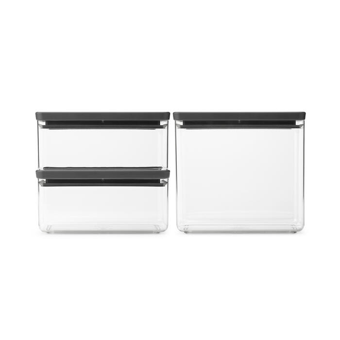BRABANTIA uzglabāšanas kārbu komplekts Tasty+, 3 gab.,  Dark Grey (230783)