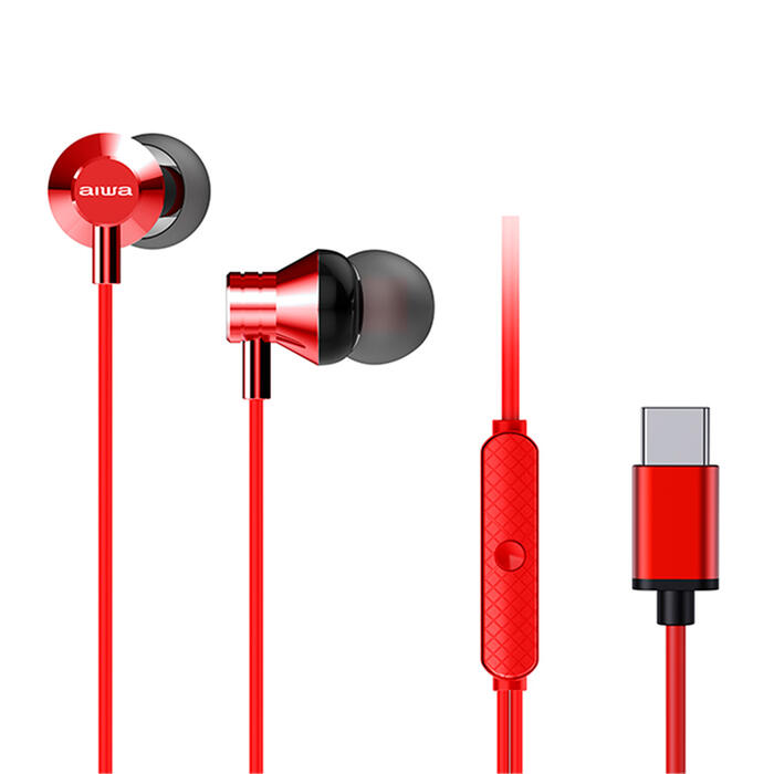 AIWA In-Ear stereo austiņas ar mikrofonu, sarkanas (USB) (ESTM-50USB-C/RD)