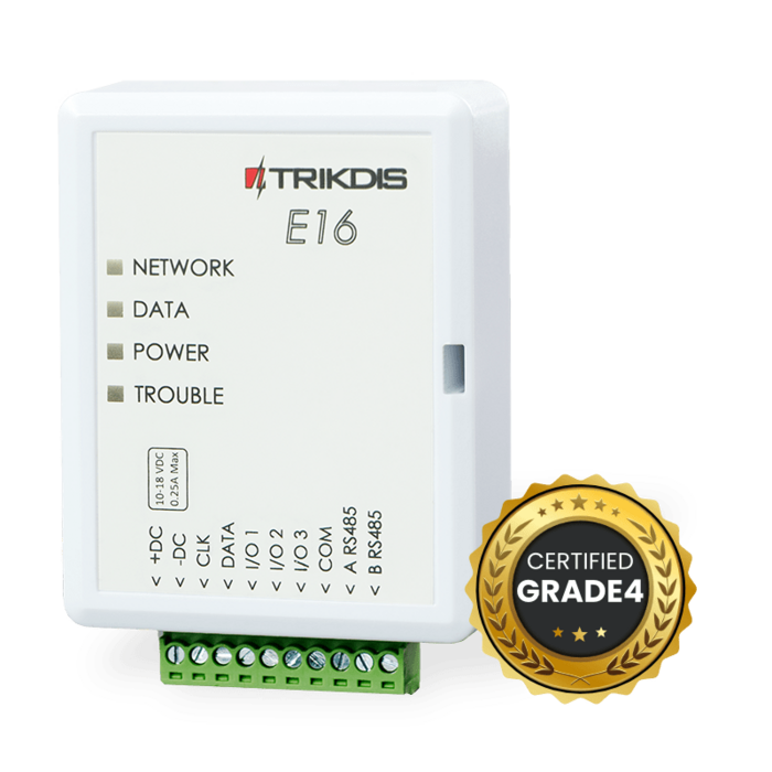 E16  Trikdis Ethernet apsardzes komunikators (CLK/DATA)