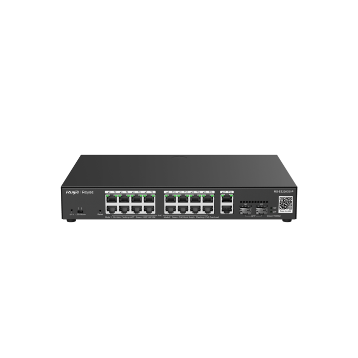 RG-ES220GS-P ~ Gigabit pārvaldāms PoE switch komutators 16GE(PoE)+2GE(Uplink)+2GE (SFP) 250W (011960)
