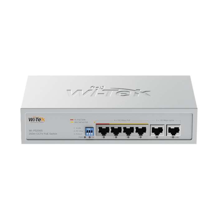 WI-PS206S V2  PoE switch komutators 4FE(PoE)+2FE(Uplink)