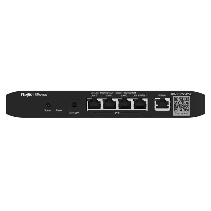 RG-EG105G-P V3 ~ Gigabit PoE router maršrutētājs 4GE(PoE)+1GE(WAN/LAN) 54W (010942)
