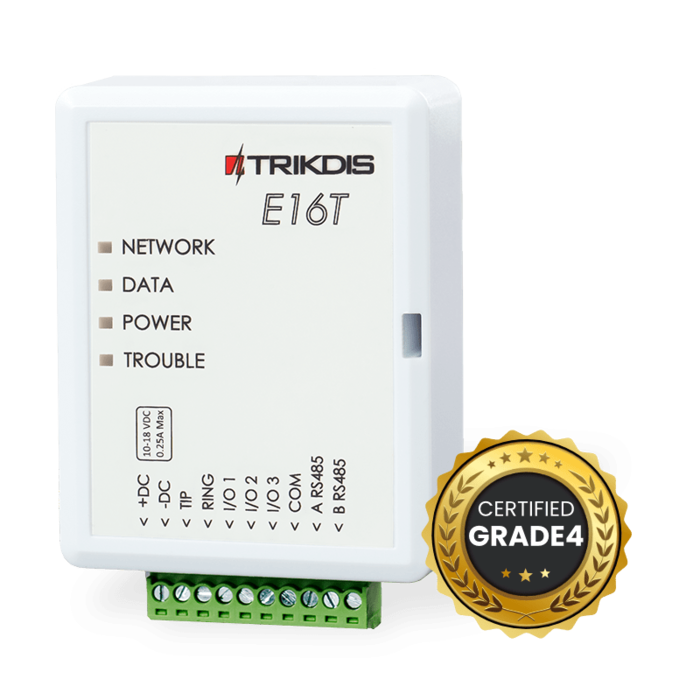 E16T  Trikdis Ethernet apsardzes komunikators (TIP/RING)