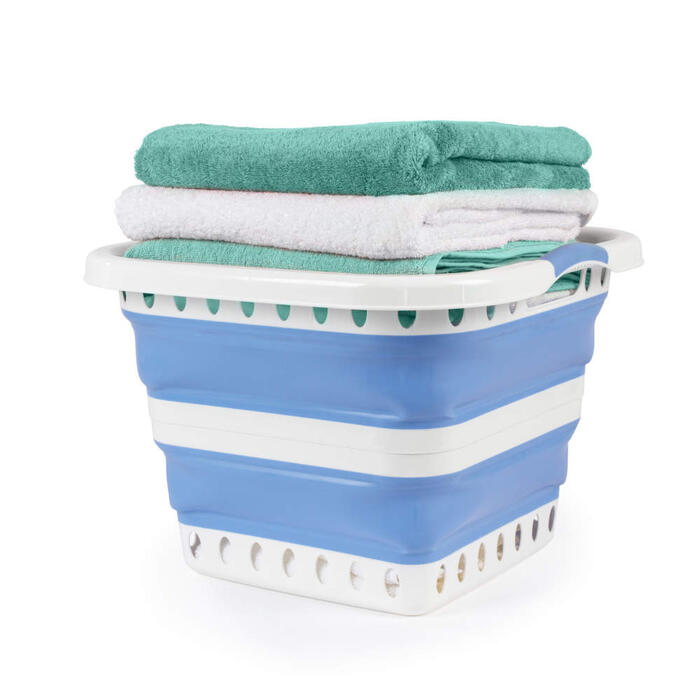 Beldray LA00000152EU7  40L Collapsible Laundry Basket, White/Blue