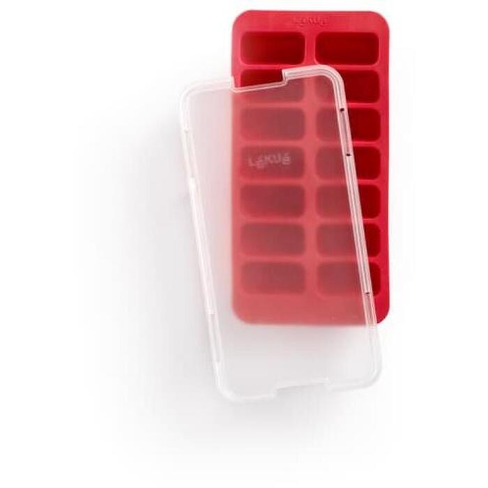 LEKUE ledus kubiņu veidne taisnstūra ar vāciņu, red (882388)