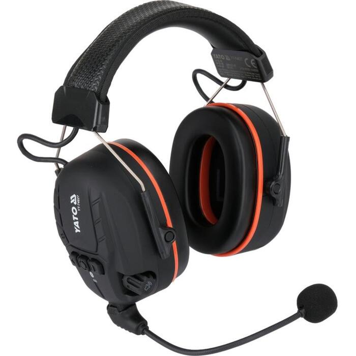 Yato активные наушники YT-74627, SNR 32 дБ, Bluetooth 5.4, IAL, 30 ч, 1000 мАч, Li-Po, USB Type-C, AUX, EN 352 (YT-74627)