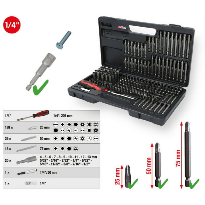 Uzgaļu komplekts, 208 gab., KSTOOLS, 911