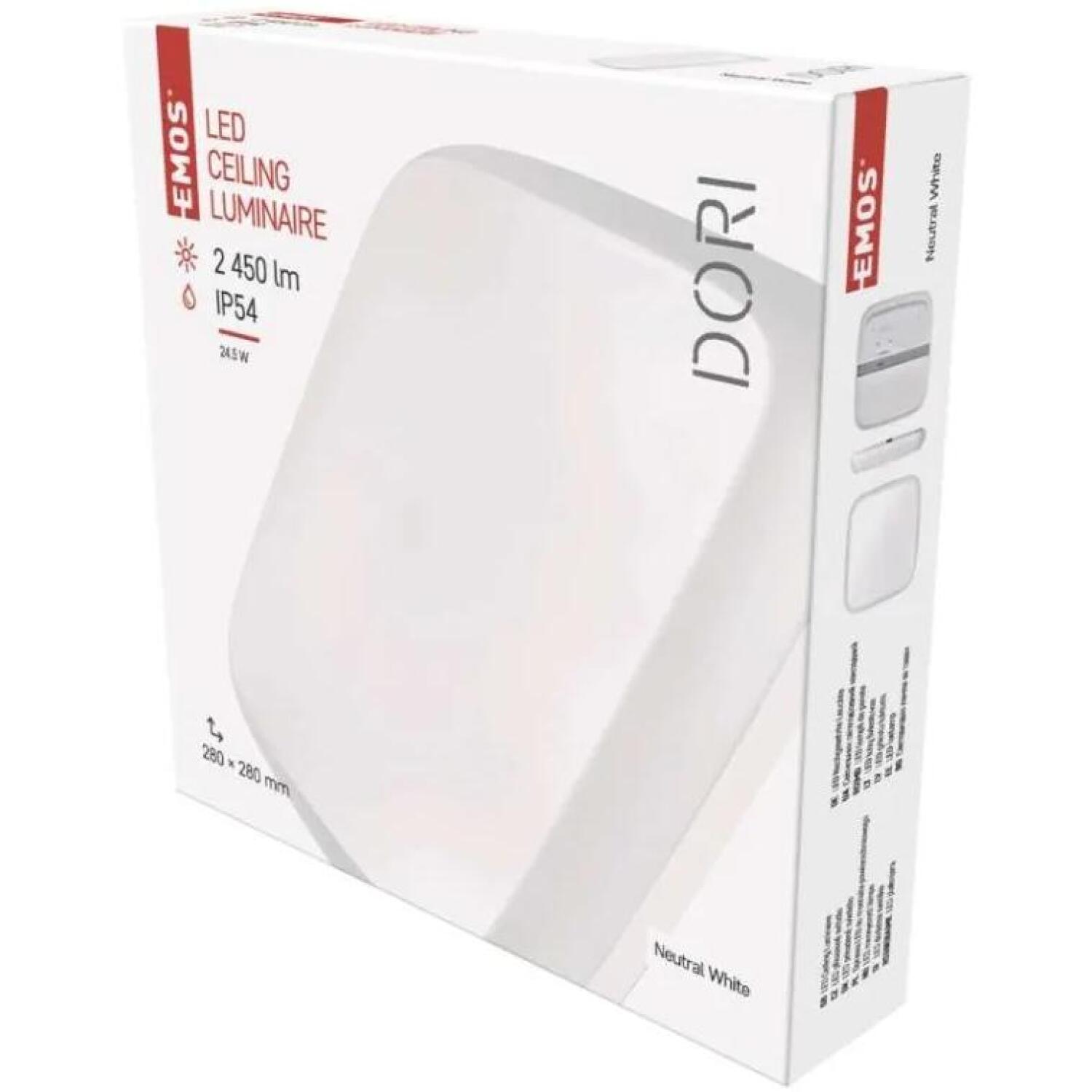Emos LED свет DORI ZM4314, 28 x 28 см, 24,5 Вт, нейтральный белый, IP54, 2450 лм, 4000 K, 115°, 180 мА (ZM4314)