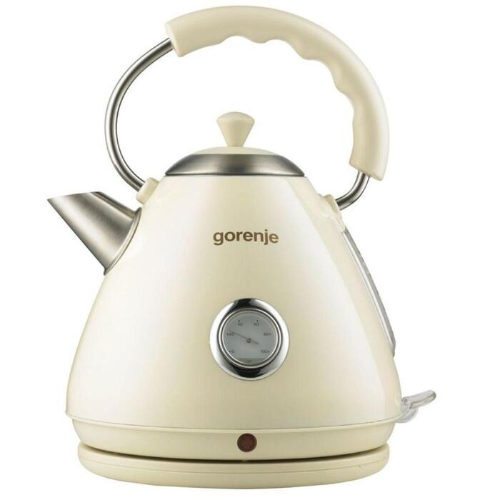 Gorenje Чайник K17CLI, 2200 W, 1.7 L, Пластик/Металл, 360° поворотная база, Крем (K17CLI)