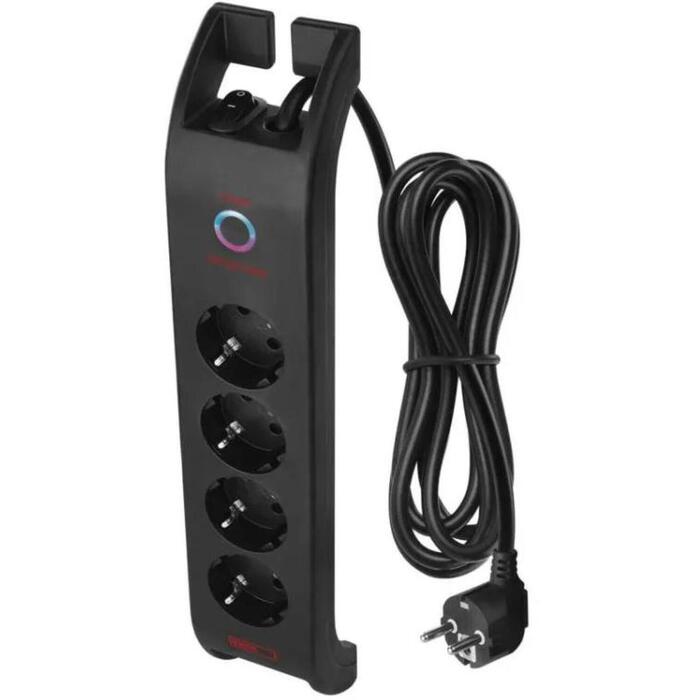 Emos Защита от перенапряжения P54222, 2м, 1800J, 4x2P+PE, 16A, 3680W, EMI/RFI фильтр, защита от детей (P54222)
