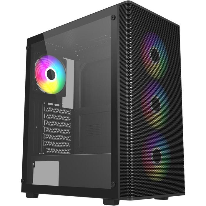 FSP M220-BA корпус, Mid Tower, ATX, 7 слотов, 1xUSB 3.0, 2xUSB 2.0, 165mm CPU, 340mm GPU, закаленное стекло (M220-BA)