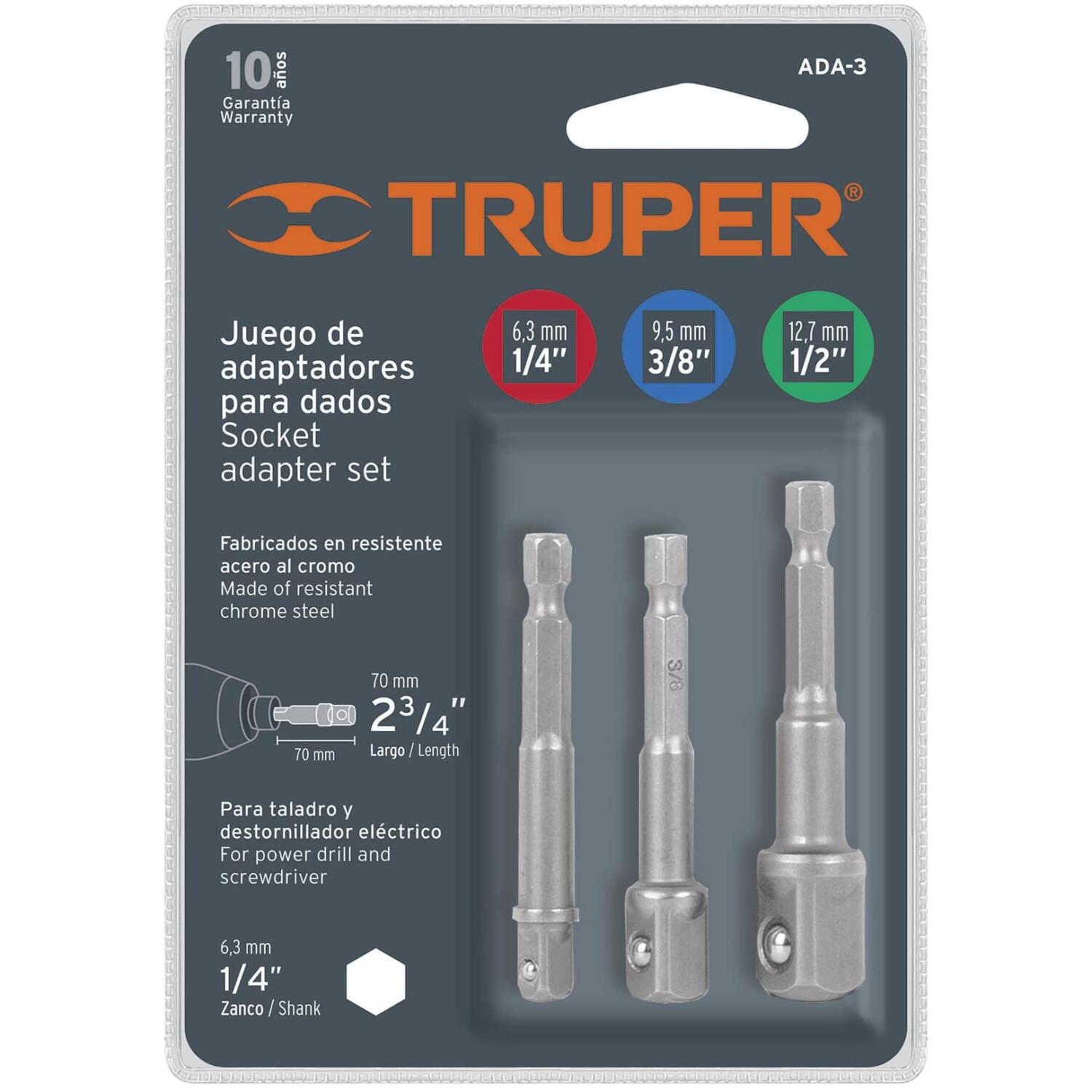 Truper набор аксессуаров ADA-3, 1/4", 3/8", 1/2", металл, 3 шт (ADA-3)
