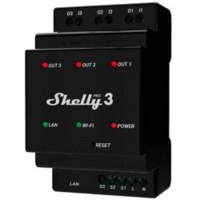Shelly Pro 3 DIN sliedes relē