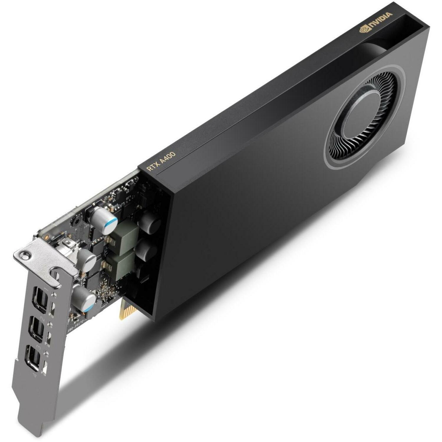 PNY Video karte VCNRTXA400-SB NVIDIA RTX A400 4 GB, GDDR6, 64 bit, 5120 x 2880, PCIe x8 4.0, Aktīvā dzesēšana, 1 ventilators (VCNRTXA400-SB)