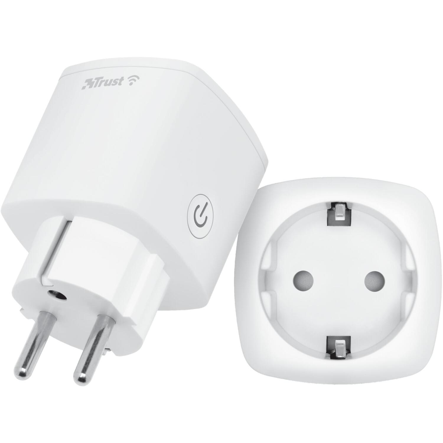 Trust умная розетка 71301, 2 шт., WiFi 2,4ГГц, 3000Вт, белый, для помещений, Google Home, Alexa (71301)