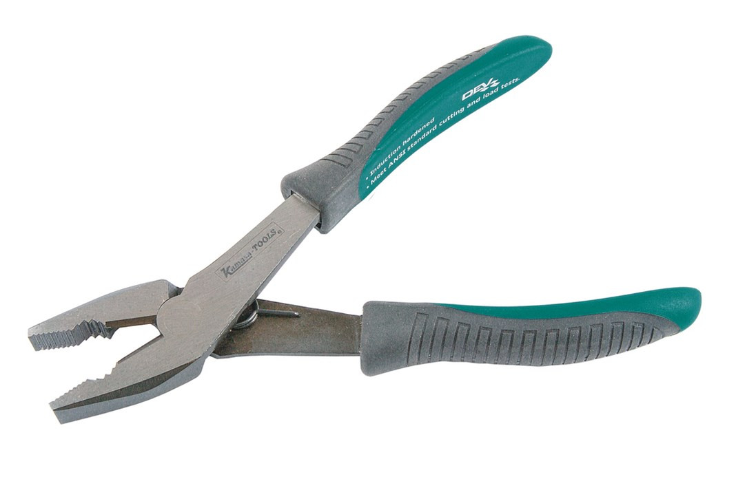 Stangas 180 mm, K1125, KAMASA TOOLS, ar zobainām žoklām un gumijotu rokturi (K1125)