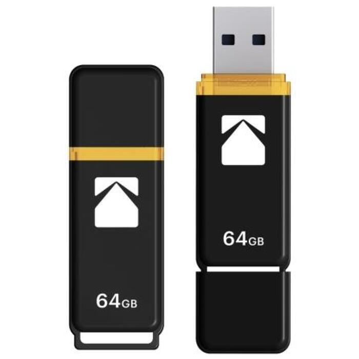 Kodak USB флешка EKMMD64GK103, 64GB, USB 3.2 Gen1, 20Mbps, 10Mbps, черный/желтый, пластик (EKMMD64GK103)