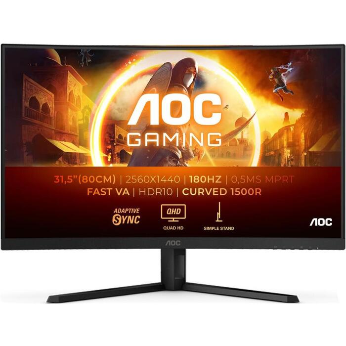 Aoc ЖК монитор CQ32G4VE, 2560 x 1440, 180 Гц, 1 мс, 300 кд/м², 2xHDMI, 100x100 мм VESA, изогнутый (CQ32G4VE)