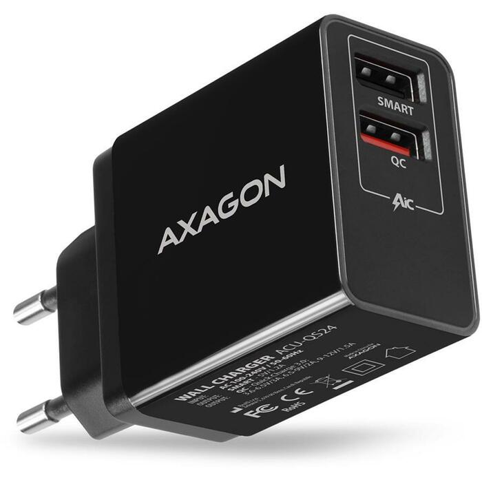 Axagon lādētājs ACU-QS24 24W, 2x USB