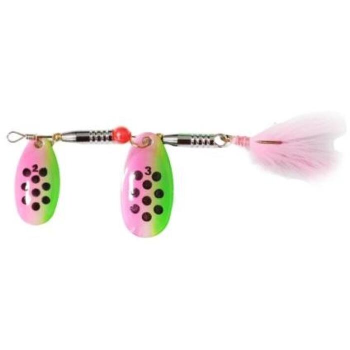 Pro Catch rotējošais vizulis DPC35 9157305, 4 cm, 3. izmērs, divas lapiņas, dekoratīvas spalvas uz āķa, asaris, līdaka (9157305)