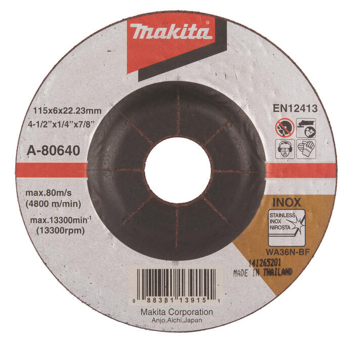 Slīpripa 115X6 Inox/tērauds, A-80640 MAKITA (A-80640)