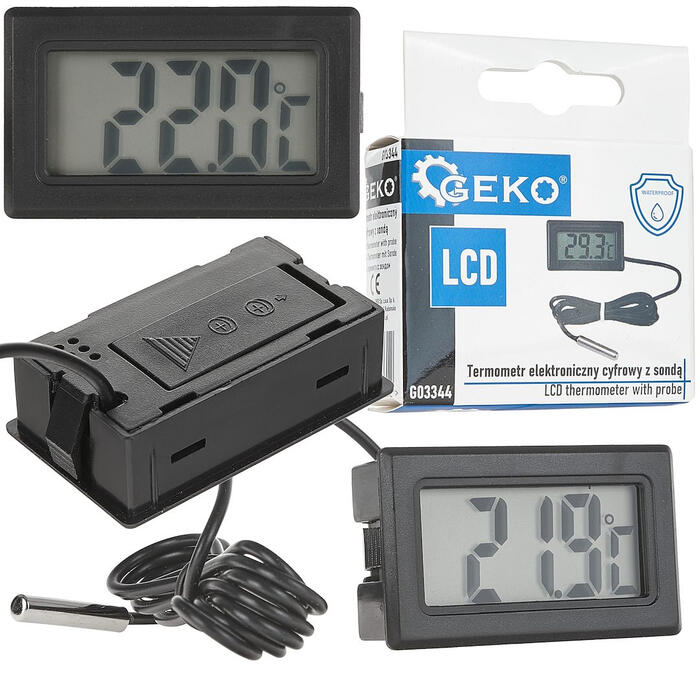 Digitālais LCD termometrs ar zondi, GEKO