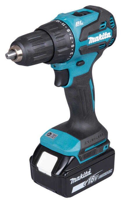 Akumulatora triecienurbjmašīna MAKITA 18V, BL, 13mm, 65 Nm, 1x3,0Ah, DC18WC, Plastic case (DHP490SF1J)