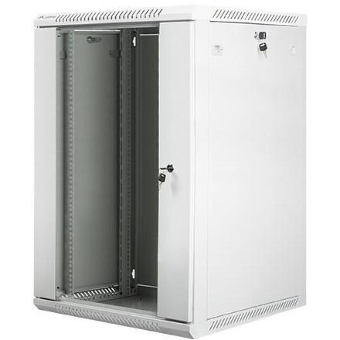 Lanberg Настенный шкаф WF01-6618-10S, 18U, 600x600mm, до 60кг, IP20, стеклянная дверь, 4 вертикальные направляющие (WF01-6618-10S)
