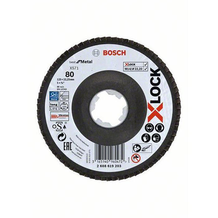 Шлифовальный, лепестковый диск X-LOCK X571 125 мм; 120 2608619204 BOSCH (2608619204)