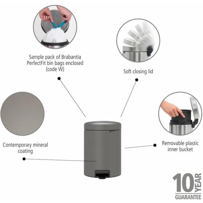 Brabantia NewIcon 126284 atkritumu tvertne ar
